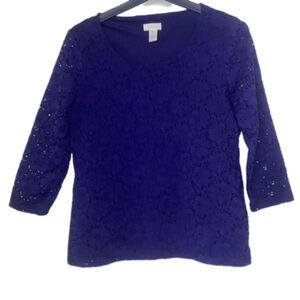 Women's Chico's Purple Lace Overlay Top Size 0 Small
